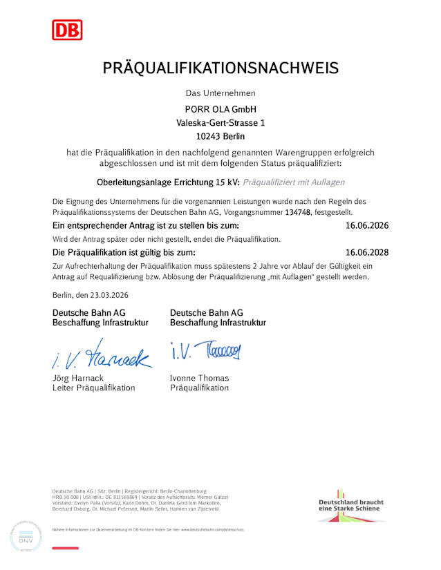 Planung 15-kV Zertifikat Preview